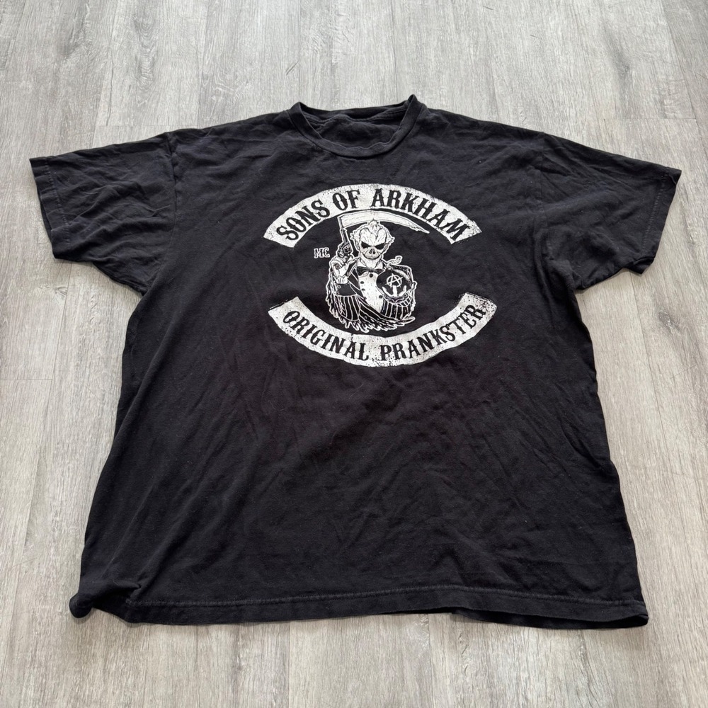 Sons of Arkham Original Prankster T-Shirt Joker Biker Parody Black Mens XL